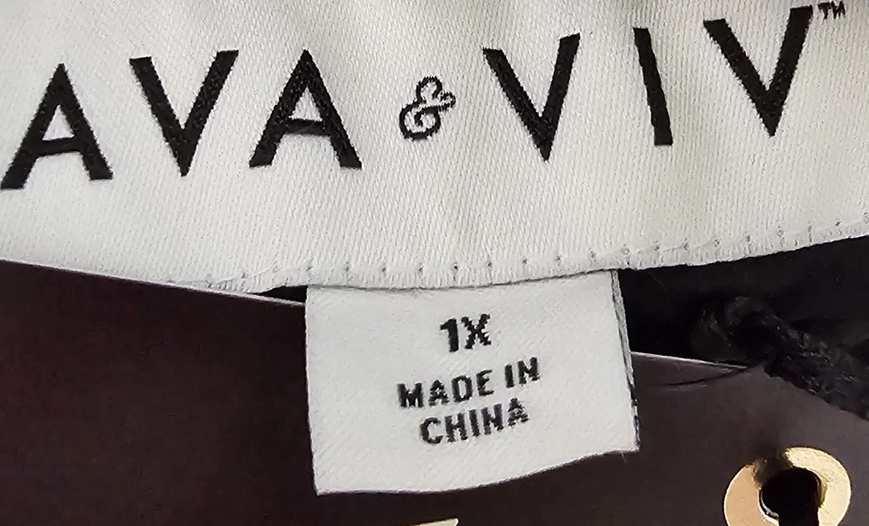 Ava & Viv 女式 Puffer 夹克外套,尺寸 1X 黑色 — 第 2/4 张图片