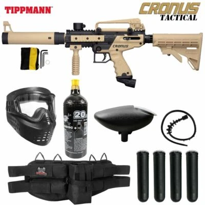 Maddog Tippmann Cronus Tactical Silver CO2 Paintball Gun Starter Package Tan