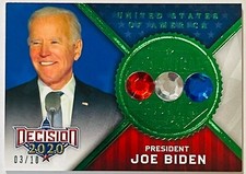 PRESIDENT JOE BIDEN 2020 DECISION #/d 3/10 POLITICAL GEMS GREEN FOIL CARD RARE !