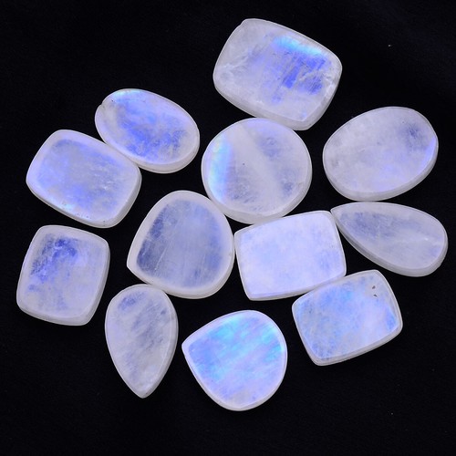 12 Pcs Natural Blue Shine Moonstone 14mm-18mm Untreated Cabochon Loose Gemstones - Picture 6 of 6