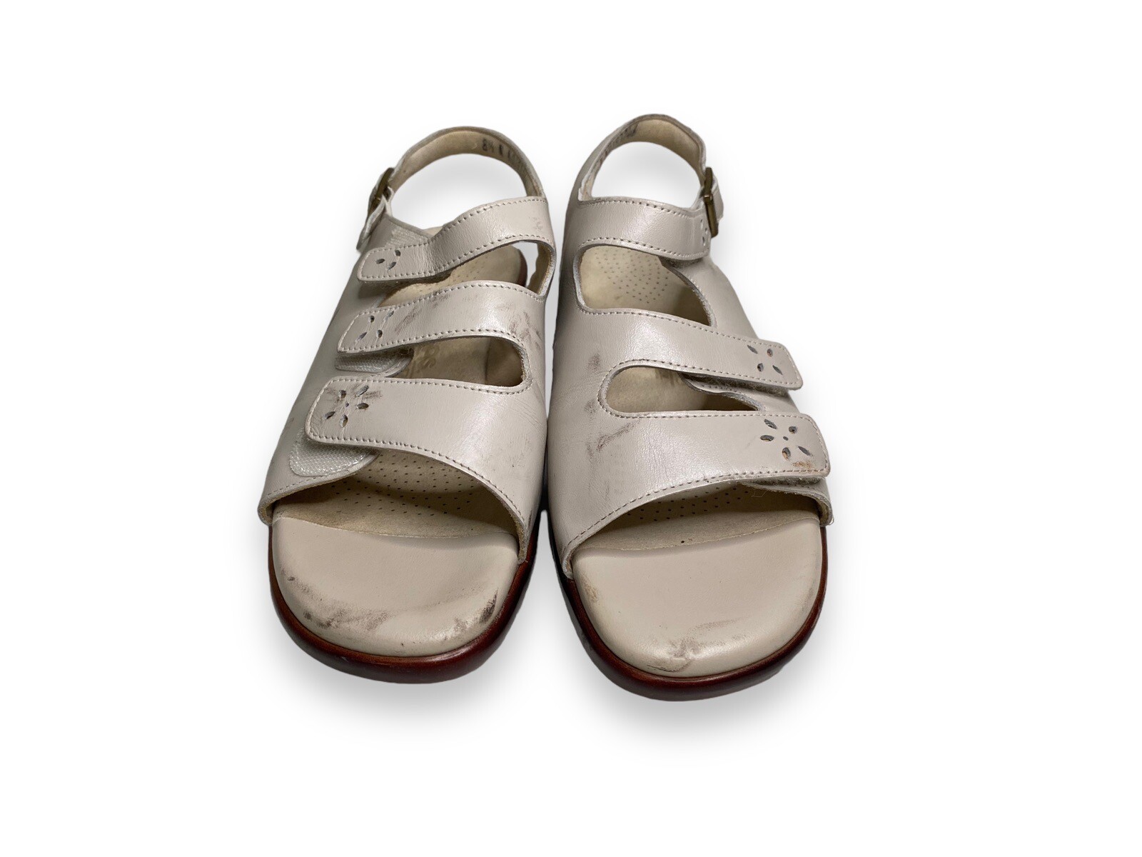 APL SAS Quatro Sandali Donna 8 5 N Slingback Triplo Cinturino Beige Pelle Fiore