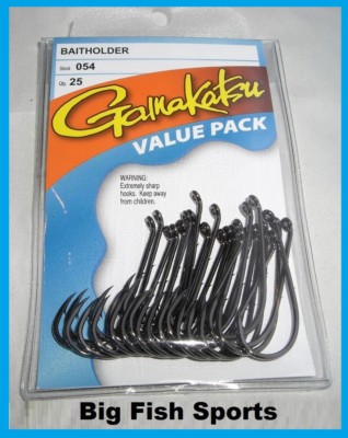 GAMAKATSU #054 Baitholder Hooks 25 Pack Value Pack 3/0 #05413-25 FREE USA SHIP!