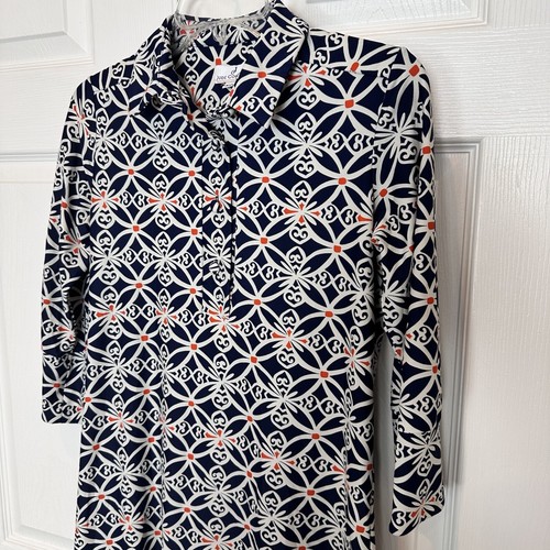 Jude Connally Susanna Dress Women’s XS Black Scroll Print Stretch Collared USA - Afbeelding 3 van 19