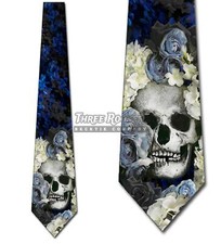 Skull Ties Mens Halloween Tie Floral Holiday Neckties