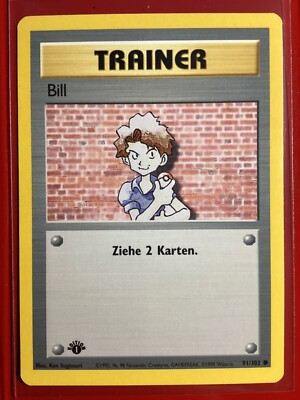 first edition bill trainer card Pokemon Trainer Card BILL German 1st edition Base Set 91/102