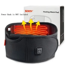 USB Heating Waist Pad for Back Pain Relief 3 Heating Levels Portable Belt