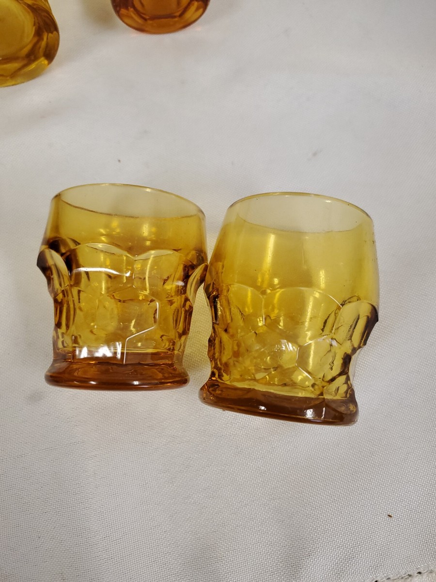 Vintage (20) Amber Glass 70'S Georgian Anchor Hocking Viking Shot