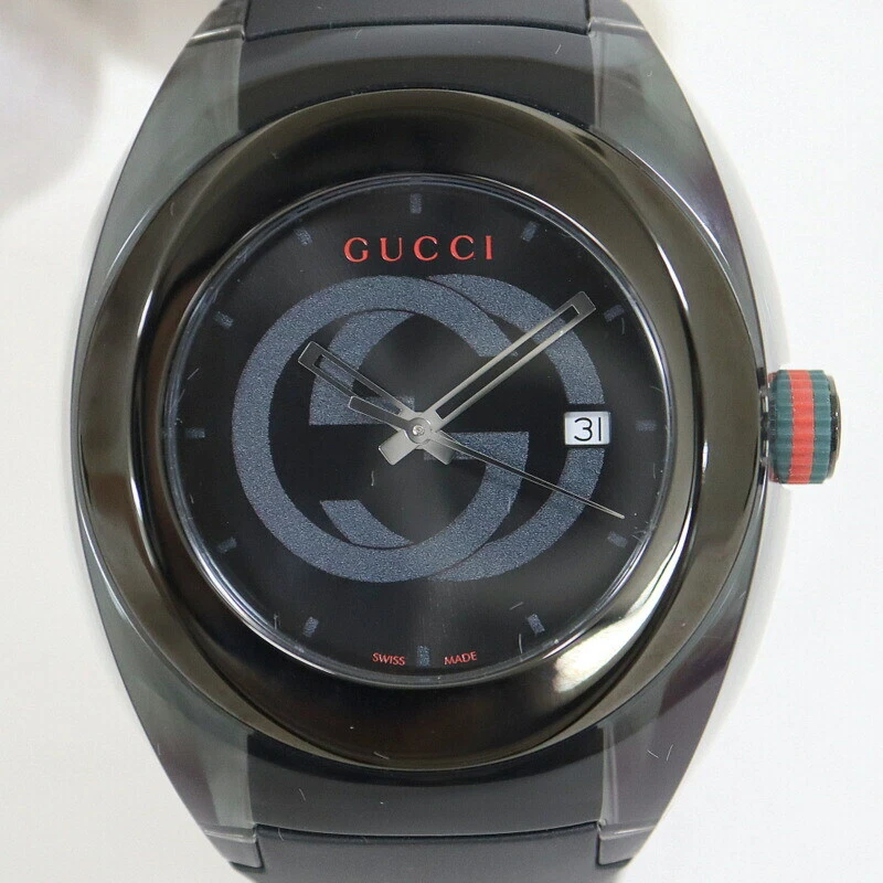 Montre GUCCI Gucci SYNC Sync quartz transparent SS ceinture en caoutchouc noir Sherry Li