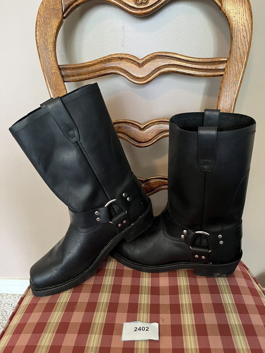 Dingo DI19057 Biker Motorcycle Harness Boots Black Leather Square