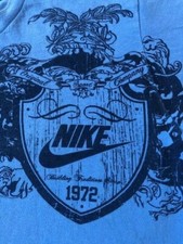 Vintage Nike Crest T Shirt Sz M Blue 90's Original Sportswear Company Gray Tag