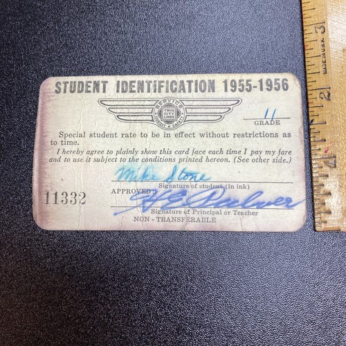 VTG 1955-56 TWIN CITY LINES MINNESOTA BUS STREET CAR TROLLEY Student TICKET PASS