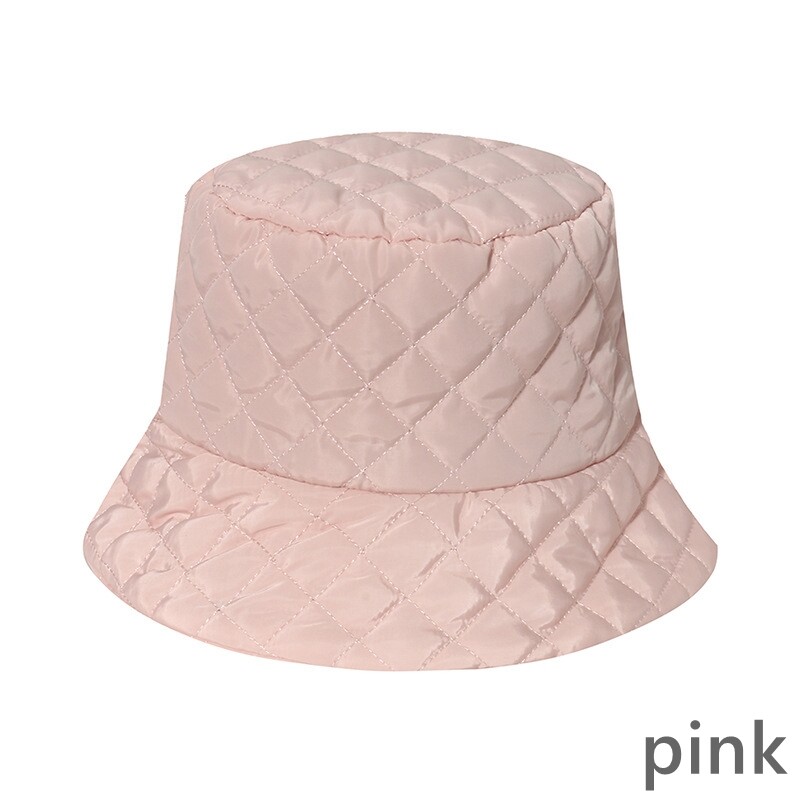 Lady Padded Quilted Bucket Hats Fisherman Cap Wide Brim Warm