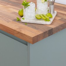 Solid Walnut Wood Worktops, 40mm Stave Wooden Kitchen Countertops Breakfast Bars