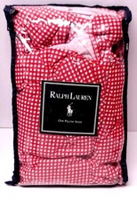 NEW Vtg Ralph Lauren Red White Gingham Standard Pillow Sham Ruffled 20x26"