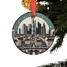 FRANKFURT GERMANY Skyline, German Travel, Personalized Round Acrylic Ornament