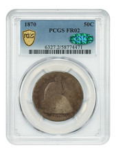 1870 50C PCGS/CAC Fair 02 - Liberty Seated Half Dollar