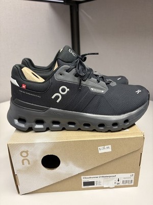 ON Running Women's Cloud Runner 2 Waterproof Magnet Black Med Multiple Sizes