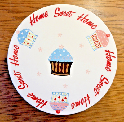 Cake Plate Pedestal Cupcakes Party Holiday Pink White Red Blue Home Sweet Home
