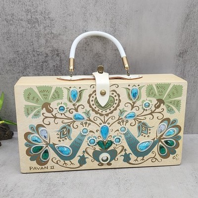 Enid Collins 'Pavan II' Jeweled Wooden Box Handbag  Vintage 1963 Grannycore