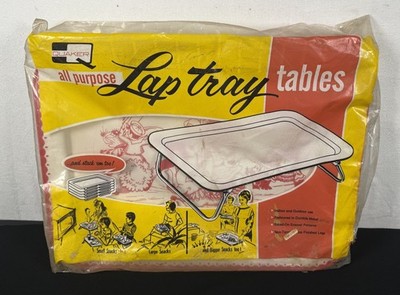 Vintage NOS Sealed Bag Quaker Metal TV Lap Tray Table Kids On Carousel Animals