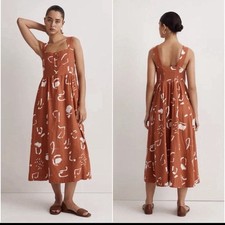 Madewell x Caroline Z Hurley Dress Tank Midi Abstract Alpha Afterglow