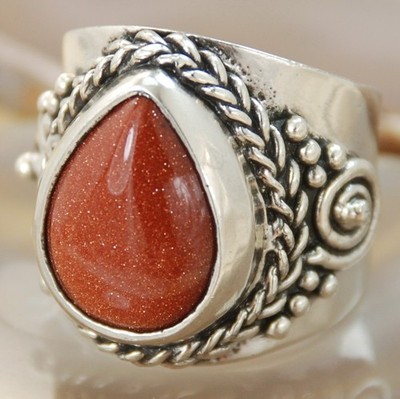 Golden Sandstone Gemstone Silver Handmade Jewelry Ring Size 9 R7501