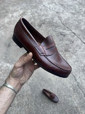 NEW GH Bass Weejuns Men  s 8 EE wide Red Slip-on Loafers Brown