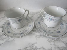 Vintage Cup and Saucers x 2 made in Liling China blue & white floral pattern