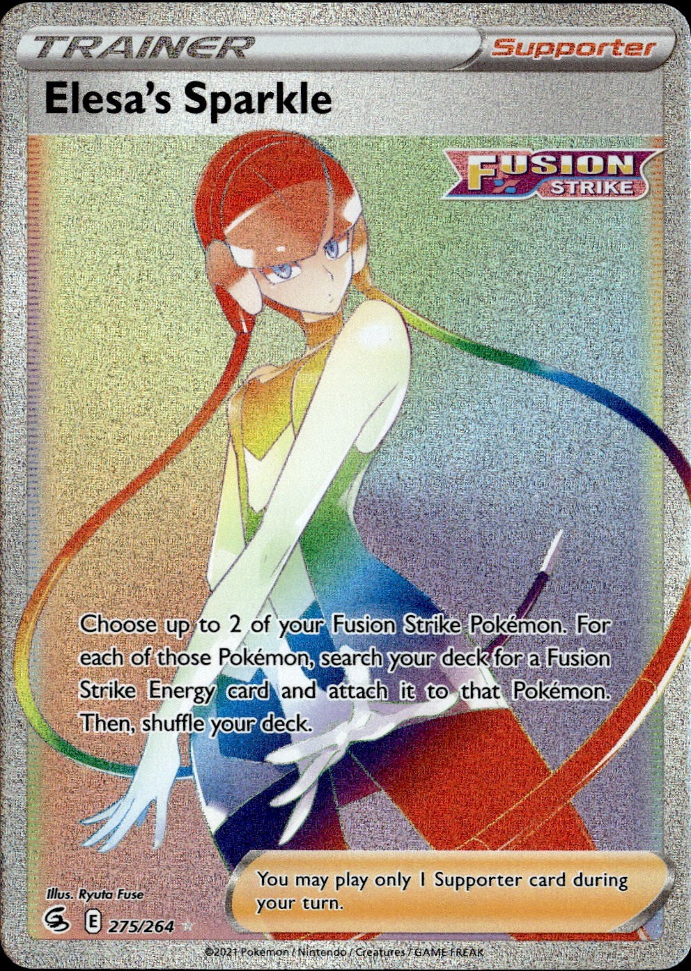 Elesa's Sparkle 275 Fusion Strike Rainbow Rare Full Art NM Pokemon TCG