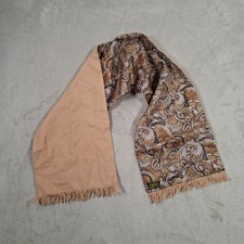 Sammy Skarf Mens Beige Brown Paisley Wool Fringe Wrap Vintage Cravatte