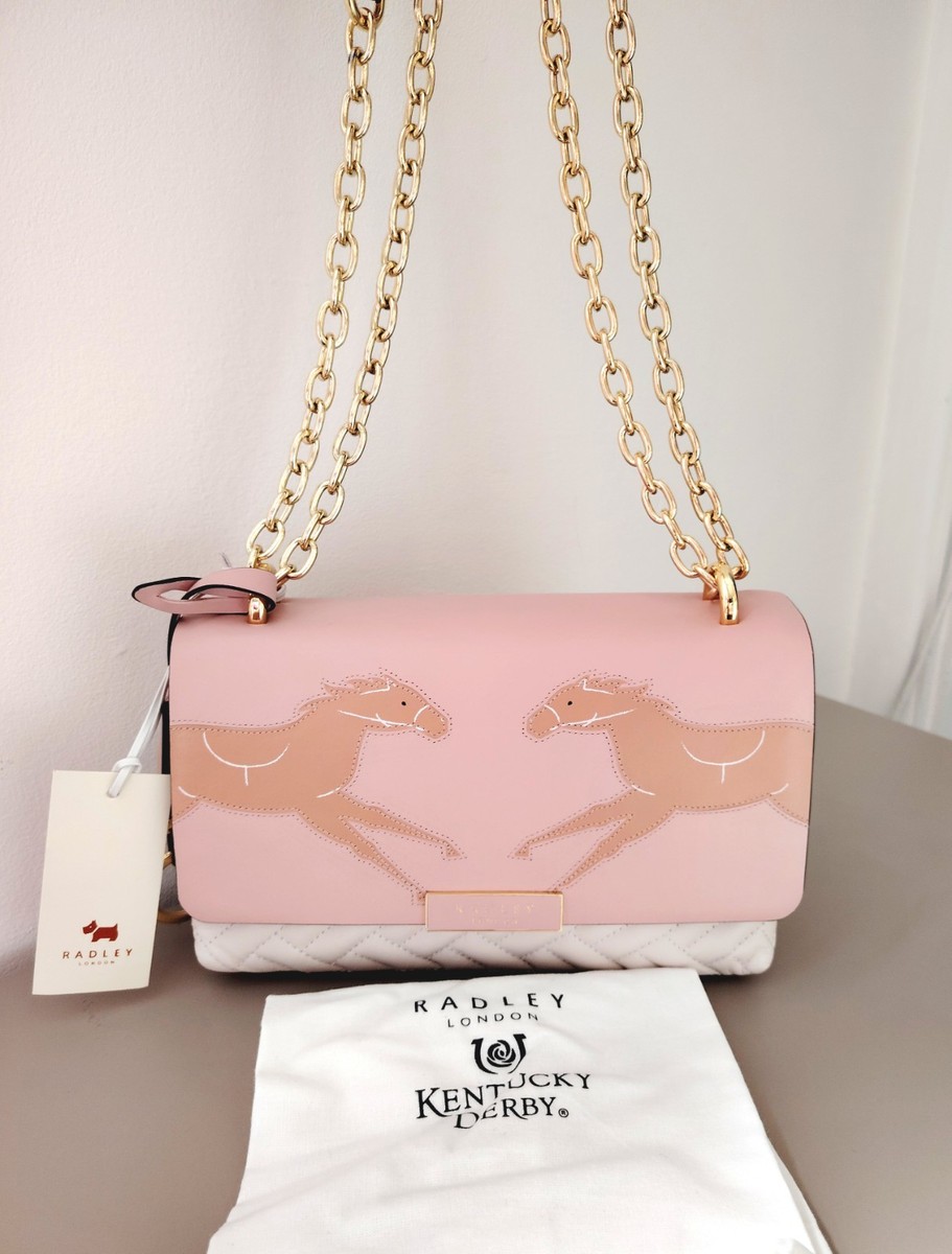 RADLEY Kentucky Derby Light Pink Leather Flapover Crossbody Bag