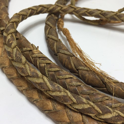 Vintage Leather Weaved Bullwhip Indiana Jones Style Braided Whip Cowboy Western - Picture 4 of 14