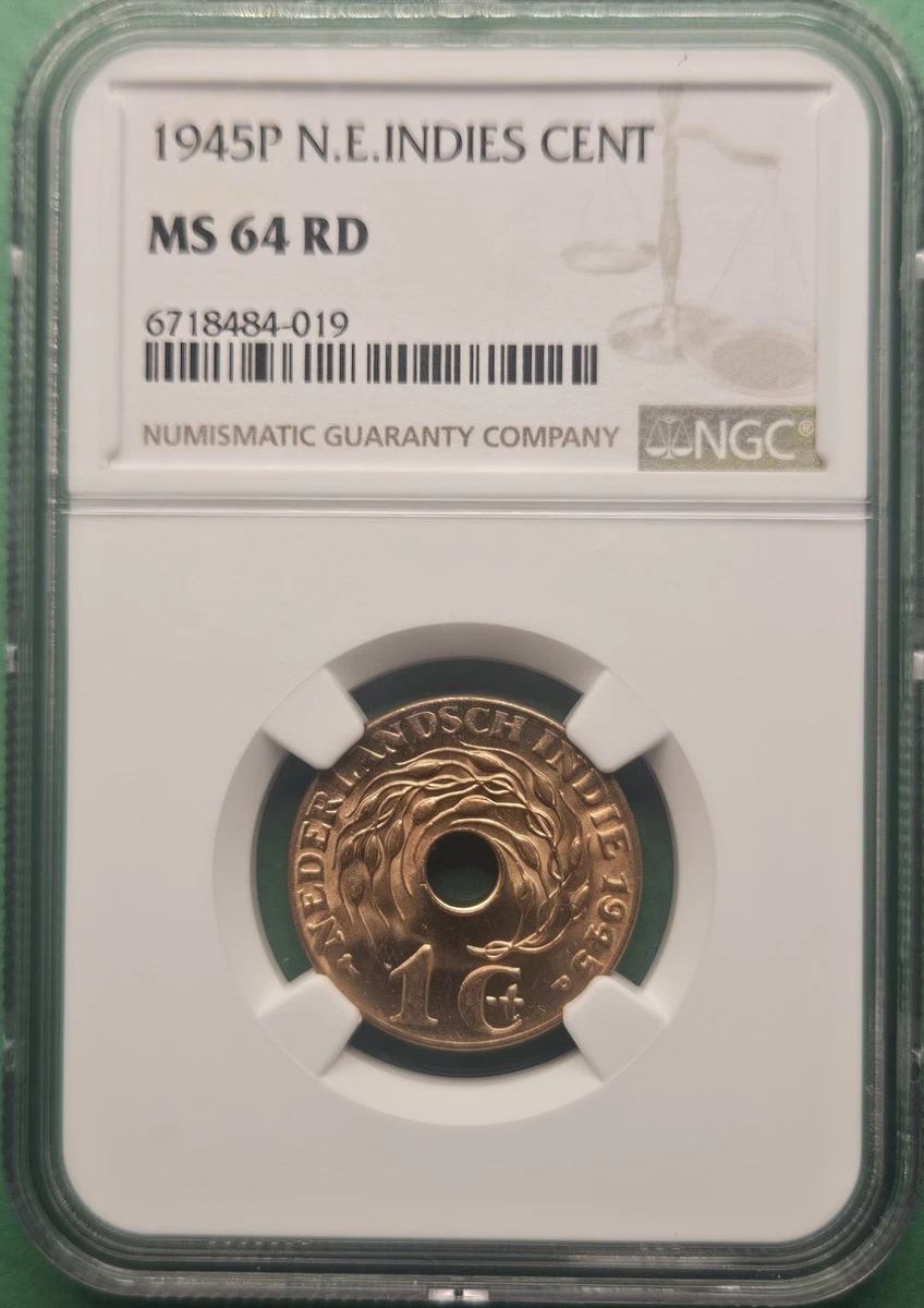 1945年 オランダ領東インド 1セント銅貨（穴あき）NGC MS62 RB 1945 Year Dutch Coins for sale | eBay