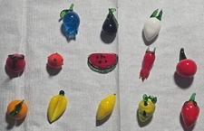 Vintage Mini Murano Style Art Glass Hand-Blown Fruit and Vegetables Lot of 13