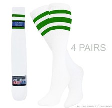 STRIPED TUBE SOCKS OLD SCHOOL COTTON MULTI COLOR STRIPES 22 INCH SOCKS 4 PAIRS