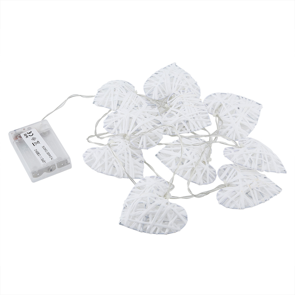 10LED Warm Romantic Heart Shaped Rattan Ball Ornament Light String Home Pa KRI✈️