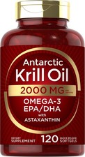 Antarktisches Krillöl 2000 mg 120 Kapseln |. Omega-3 EPA, DHA, Astaxanthin