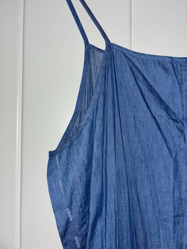 Damen Chambray Träger Denim Harem Jumpsuit Gr. XL Freizeit Strand Basic Alltag - Bild 5 von 11