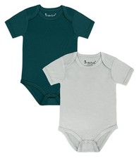 Baby Bamboo Viscose Bodysuit Boy/Girl 2Pcs Rompers,Gray Emerald 24M