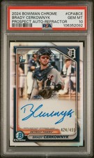 2024 Bowman Chrome - Brady Cerkownyk - Prospect Autographs Refractor /499-Tigers