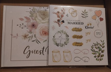 Wedding Guest Book with Floral Cover Decorative Sticker Sheet - Gold Accents