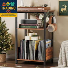 3-Tier Record Player Stand  Vinyl Storage Cabinet   Turntable Side/End Table wi