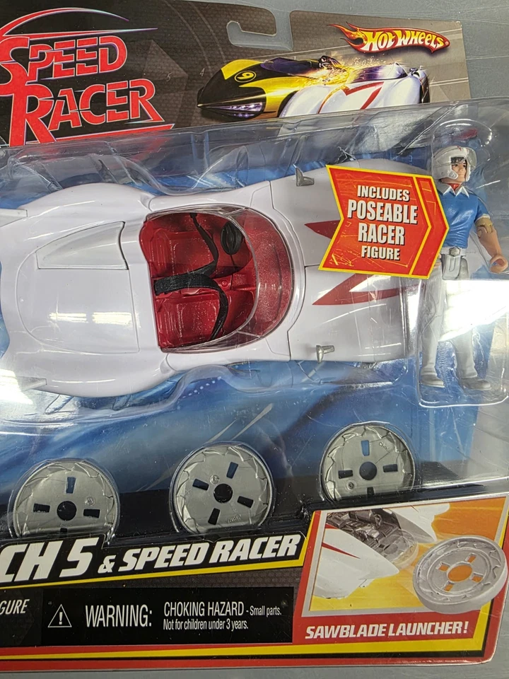 Hot Wheels SPEED RACER Mach 5 Car & Speed Racer Figure & SawBlade Launcher - Image 2 of 4