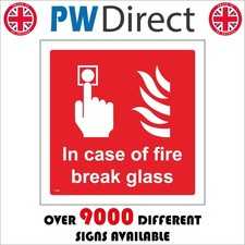 SIGN In Case Of Fire Break Glass Emergency Alarm Evacuation Brigade FI384A