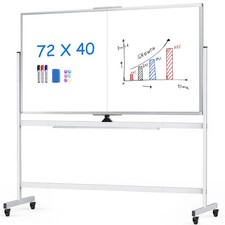 Rolling Whiteboard, 72X40 Large Magnetic White Board with Stand