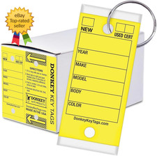 Donkey Key Tags Laminated Self-Protecting 250 Tags per Box with Metal Rings