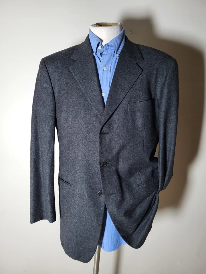 Vestimenta Wool Cashmere Flannel Tweed Charcoal Gray Blazer Coat Jacket 54 44R - Image 3 of 4