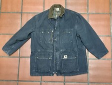 Vintage Carhartt Chore Coat XXL – Blanket Lined Work Jacket – Duck Canvas – Blue