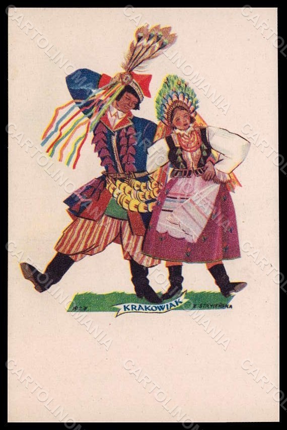 Cartolina Artista Firmata Strvjenska Coppia Danza Cracovia Serie 941 VK7200