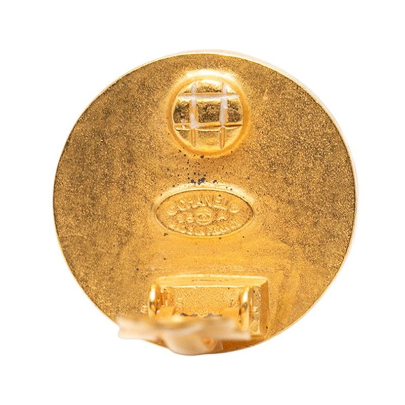 Auth CHANEL Jewelry Coco Mark Women's Gold-tone Shell 23.9x24.1mm thumbnail 3